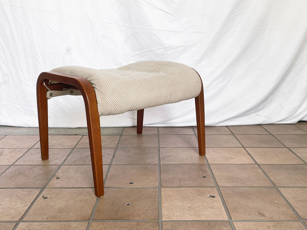 スウェーデン ビンテージ Sweden Vintage オットマン スツール オーク材 プライウッド ファブリック ベージュ 北欧 中古品 買い取りしました。