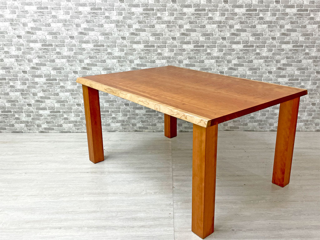 家具蔵 KAGURA テーブル ネイチャーⅡ TABLE NATURE Ⅱ ダイニングテーブル チェリー無垢材 耳付き クラフト家具 W135cm 中古品 買い取りしました。