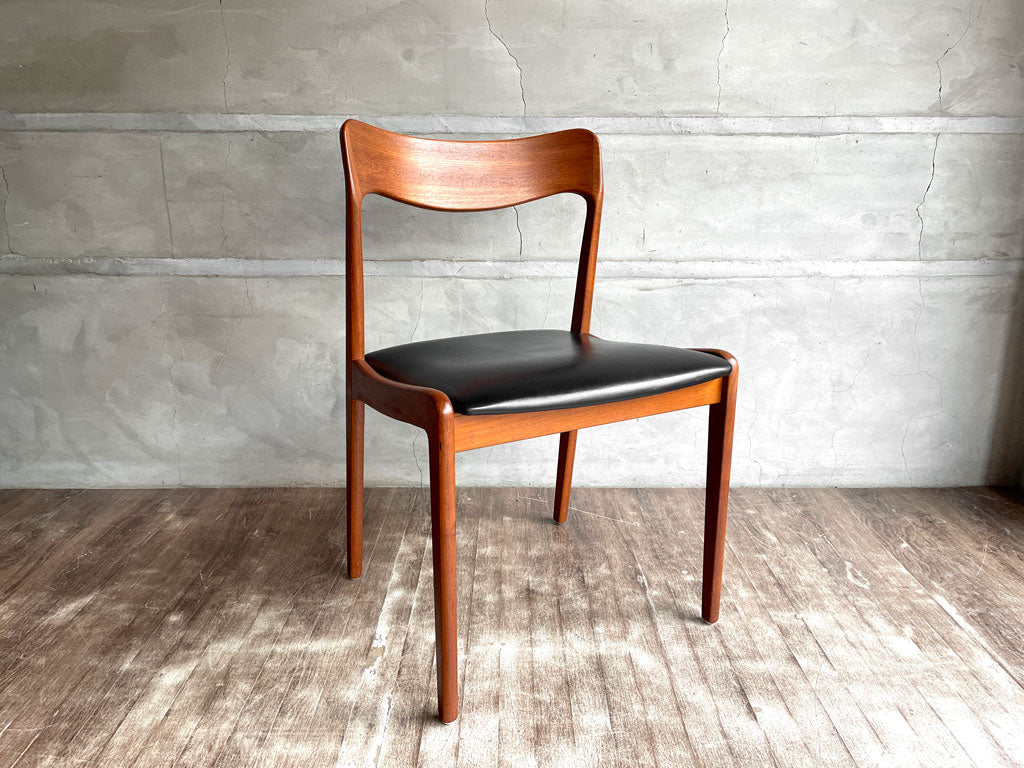 デンマークビンテージ Denmark Vintage チーク材 ダイニングチェア プロテインレザー ブラック 北欧家具 中古品 買い取りしました。
