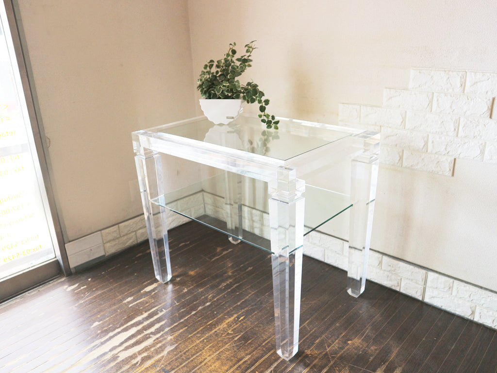 モダンデザイン Modern Design コンソールテーブル デスク アクリル プレキシグラス ガラストップ 中古品  買い取りしました。
