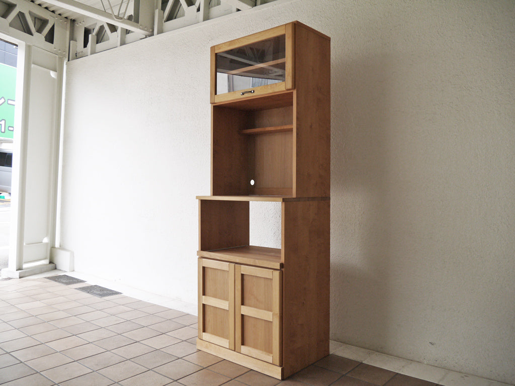 モモナチュラル Momo Natural ヴィボ vibo レンジボード フラップ扉 アルダー材 キッチンボード 食器棚 幅63cm 中古品 買い取りしました。