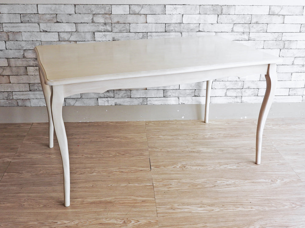 ヨーロピアンクラシカル European Classical ホワイトペイント ダイニングテーブル 猫脚 W135cm アンティークスタイル Antique Style  中古品  買い取りしました。