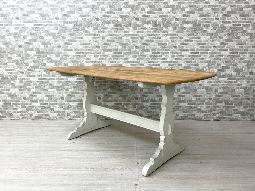 アーコール ERCOL オールドコロニアル リフェクトリーテーブル ダイニングテーブル エルム材 ホワイトペイント リメイク リペイント UKビンテージ 英国 中古品 買い取りしました。