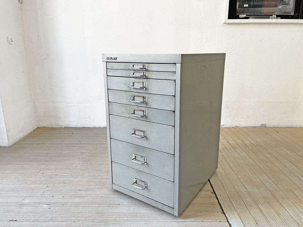 ビスレー BISLEY ベーシック BASIC シリーズ BA3/8 キャビネット デスクワゴン A3 抽斗8杯 クローム キャスターベース オフィス家具 英国 廃番 中古品 買い取りしました。