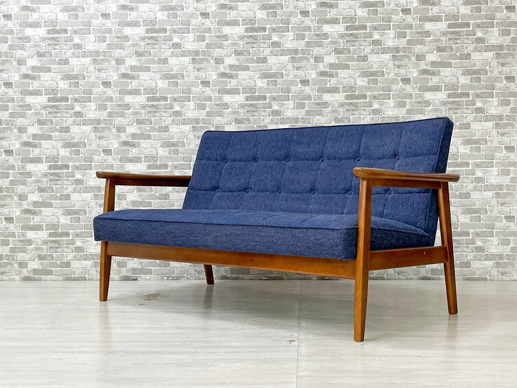 カリモク60 Karimoku60 Kチェア 2シーター ソファ タープブルー 60's レトロモダン ミッドセンチュリー 中古品 買い取りしました。