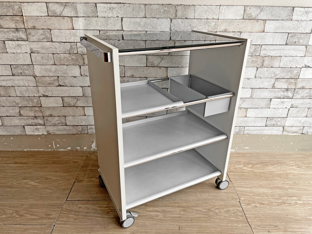 ペッツァーニ Pezzani コンビ COMBI キッチンサービスワゴン ホワイト ガラス天板 イタリア モダンデザイン 定価￥50,820-  中古品 買い取りしました。