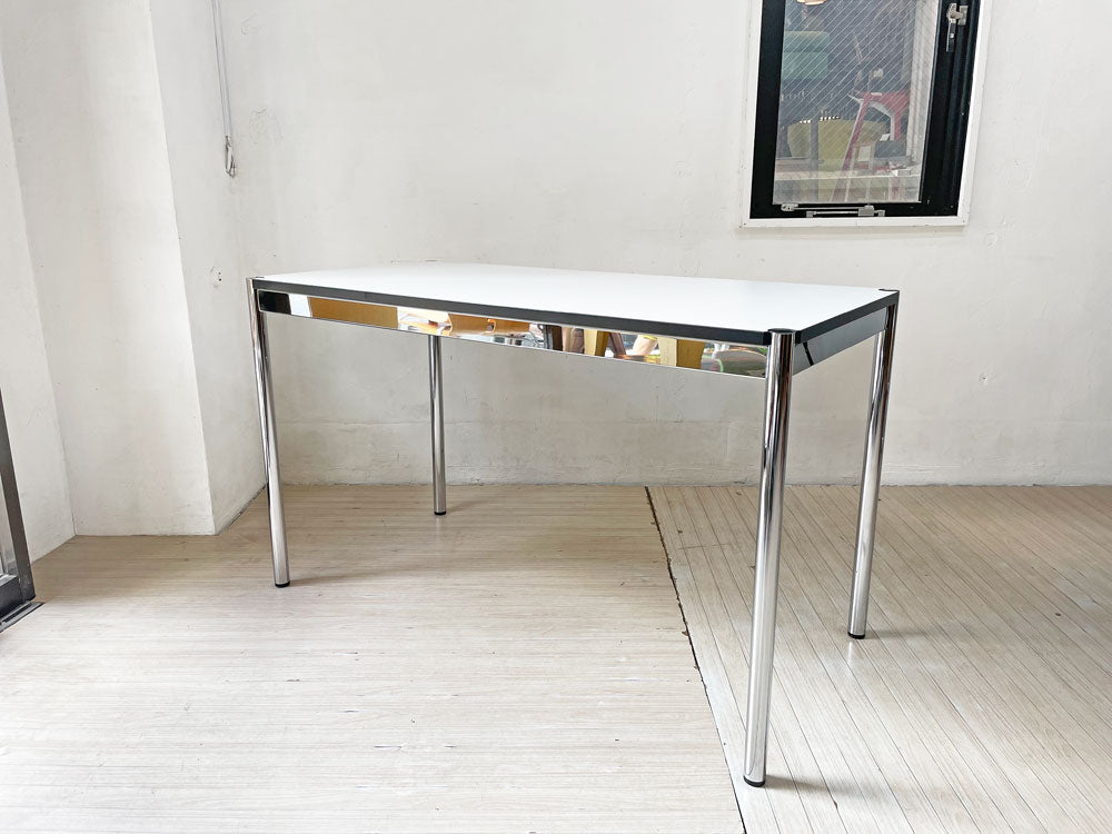 USMハラー USM Haller モジュラーファニチャー ハラーテーブル ワーキングデスク W125×D60cm アジャスター パールグレーラミネート(ホワイト) 高さ調整機能付 スイス 中古品 買い取りしました。