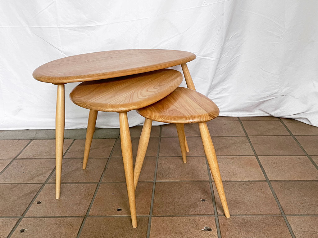 アーコール Ercol × マーガレット・ハウエル MARGARET HOWELL ネストテーブル トリオテーブル エルム材 復刻 英国 中古品 買い取りしました。