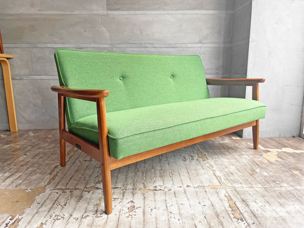 カリモク60 Karimoku60 Kチェア 2P ソファ タープグリーン 60's レトロモダン ミッドセンチュリー 廃番モデル 中古品 買い取りしました。