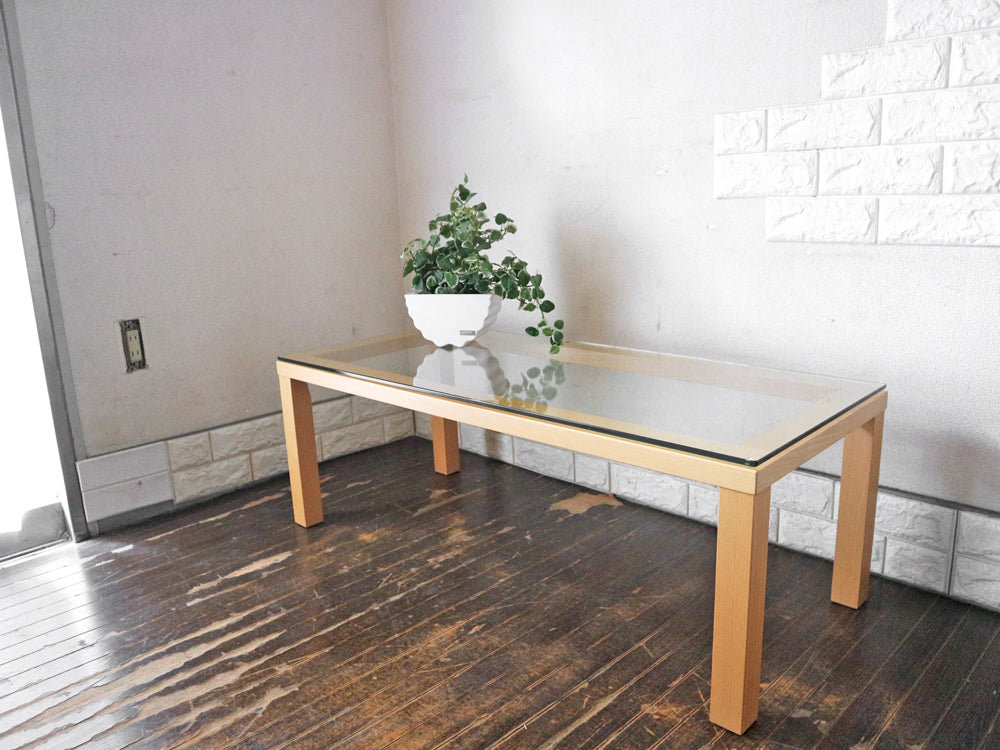 ケユカ KEYUCA ガラストップ ローテーブル センターテーブル ビーチ材 ナチュラル  買い取りしました。