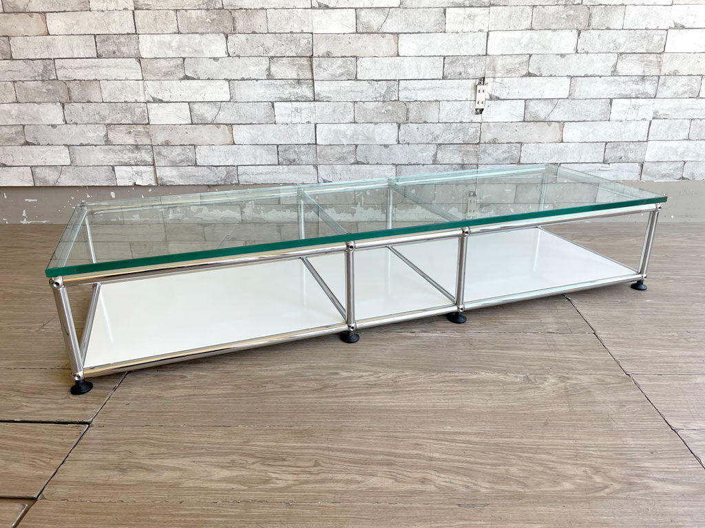 ユーエスエムハラー USMハラー USM Haller モジュラーファニチャー キャビネット AVボード ローボード テレビボード 3列1段 W126cm ガラス天板 ホワイト 中古品 買い取りしました。