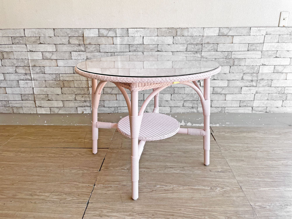 ロイドルーム LLOYD LOOM ダイニングテーブル DINING TABLE No.7130 シェルピンク ラウンド Φ92cm 英国カントリー 定価￥107,800- 中古品 買い取りしました。