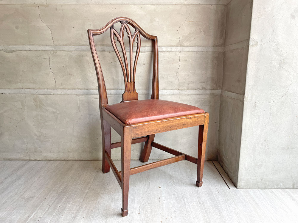 UKビンテージ ヘップルホワイト ダイニングチェア マホガニー レザーシート 英国家具 ロイズアンティークス Lloyd's Antiques取扱い 中古品 買い取りしました。