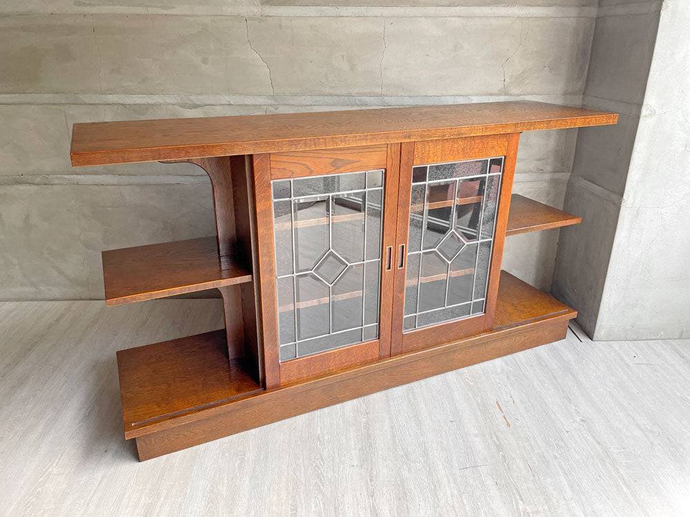 三越家具 ブルージュ Brugge サイドボード キャビネット W150 オーク材 ステンドグラス カントリーハウス 中古品 買い取りしました。