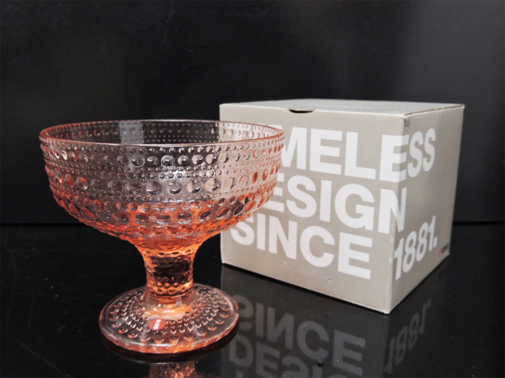 イッタラ iittala カステヘルミ Kastehelmi スタンドボウル サーモンピンク 元箱付き オイバ・トイッカ Oiva Toikka フィンランド 北欧   中古品 買い取りしました。