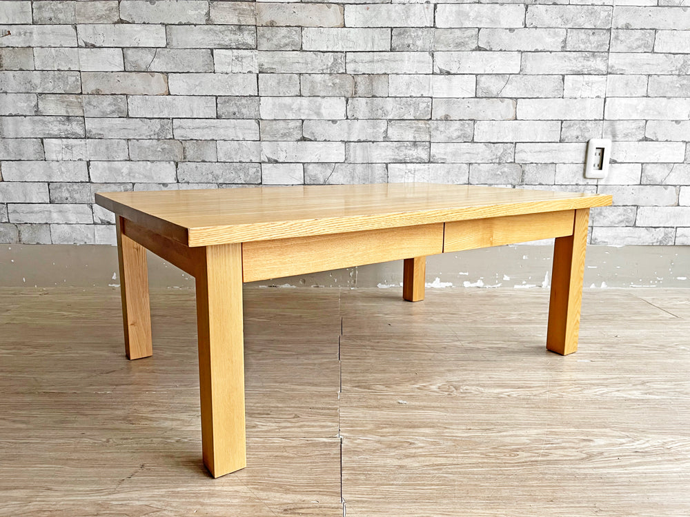無印良品 MUJI 木製ローテーブル タモ無垢材 ナチュラル W90cm 抽斗2杯 中古品  買い取りしました。
