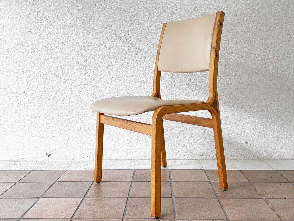 天童木工 Tendo T-0592 ダイニングチェア 食堂イス プライウッド ビーチ材 コマ入れ成形 ビニールレザー ビンテージ ジャパニーズモダン  中古品 買い取りしました。