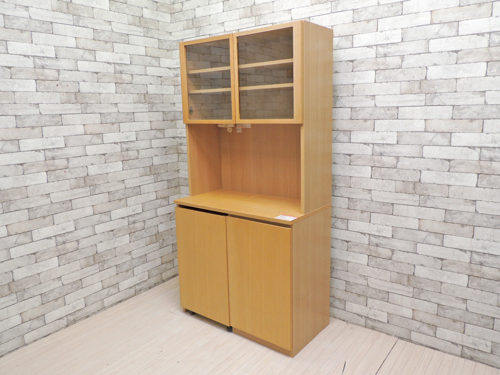 無印良品 MUJI タモ材 キッチンボード 中央オープンタイプ ワゴンタイプ収納付 食器棚 レンジボード 廃番 中古品 買い取りしました。