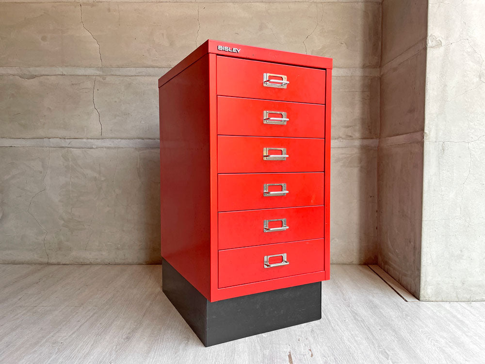 ビスレー BISLEY ベーシック BASICシリーズ BA3/6 A3 キャビネット 6段 デスクキャビネット レッド オフィス家具 英国 定価\50,600- ♪ 中古品 買い取りしました。