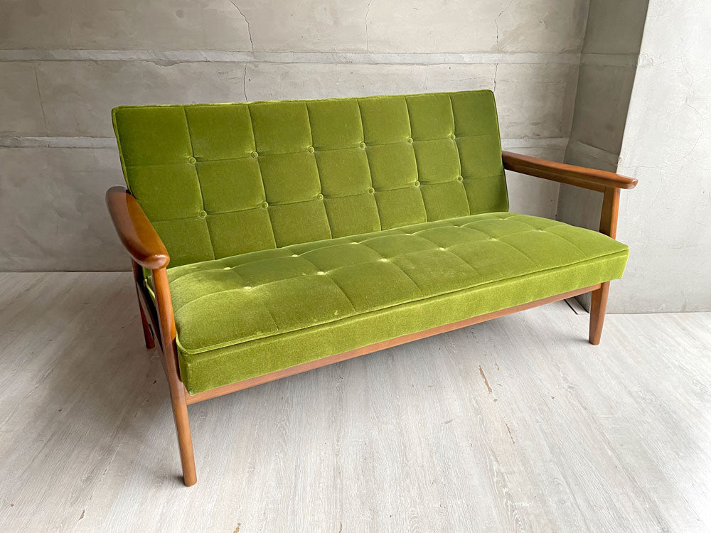 カリモク60 Karimoku60 Kチェア 2シーター ソファ モケットグリーン 60's レトロモダン ミッドセンチュリー 中古品 買い取りしました。