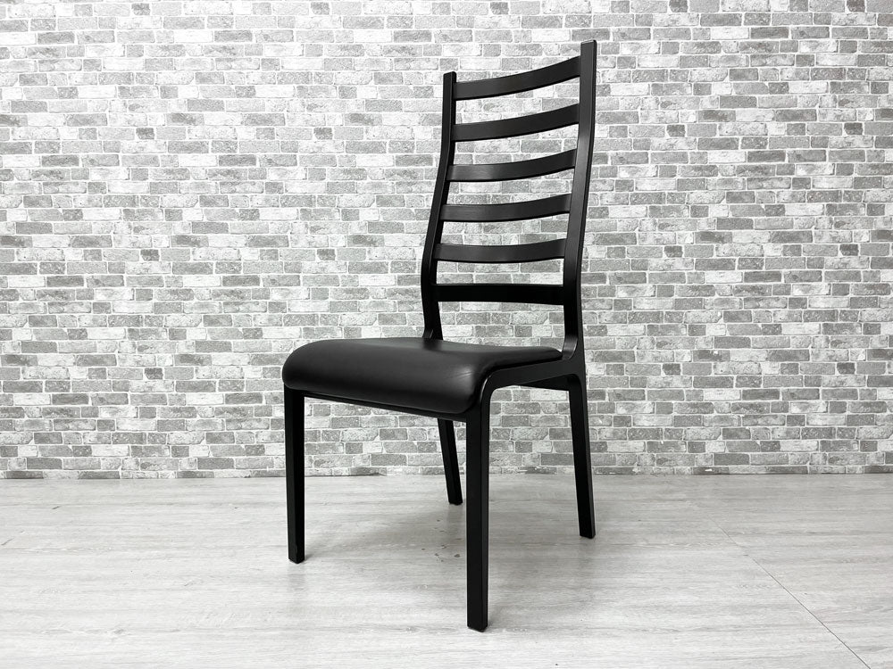 天童木工 TENDO ラダーバックチェア ダイニングチェア ハイバック 曲木 プロテインレザー ブラック T-5276 菅沢光政 B  中古品 買い取りしました。