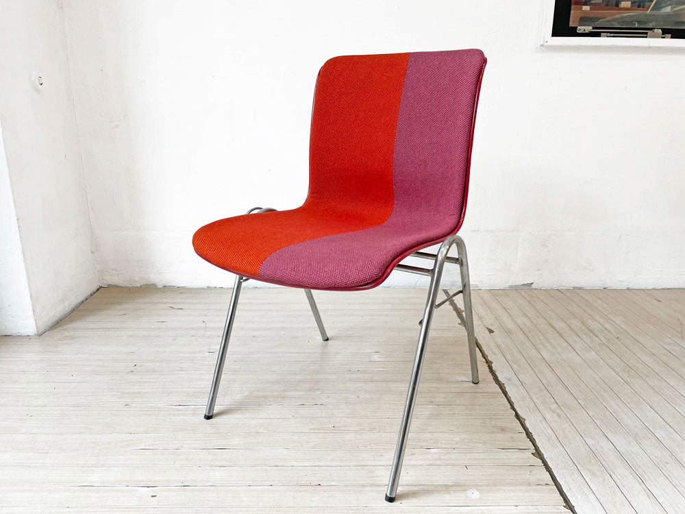 コトブキ KOTOBUKI 柳宗理 FRP サイドチェア 別注 レッドシェル オレンジ×パープル Ribaco生地 スタッキングベース ミッドセンチュリー ビンテージ Lowタイプ 中古品 買い取りしました。