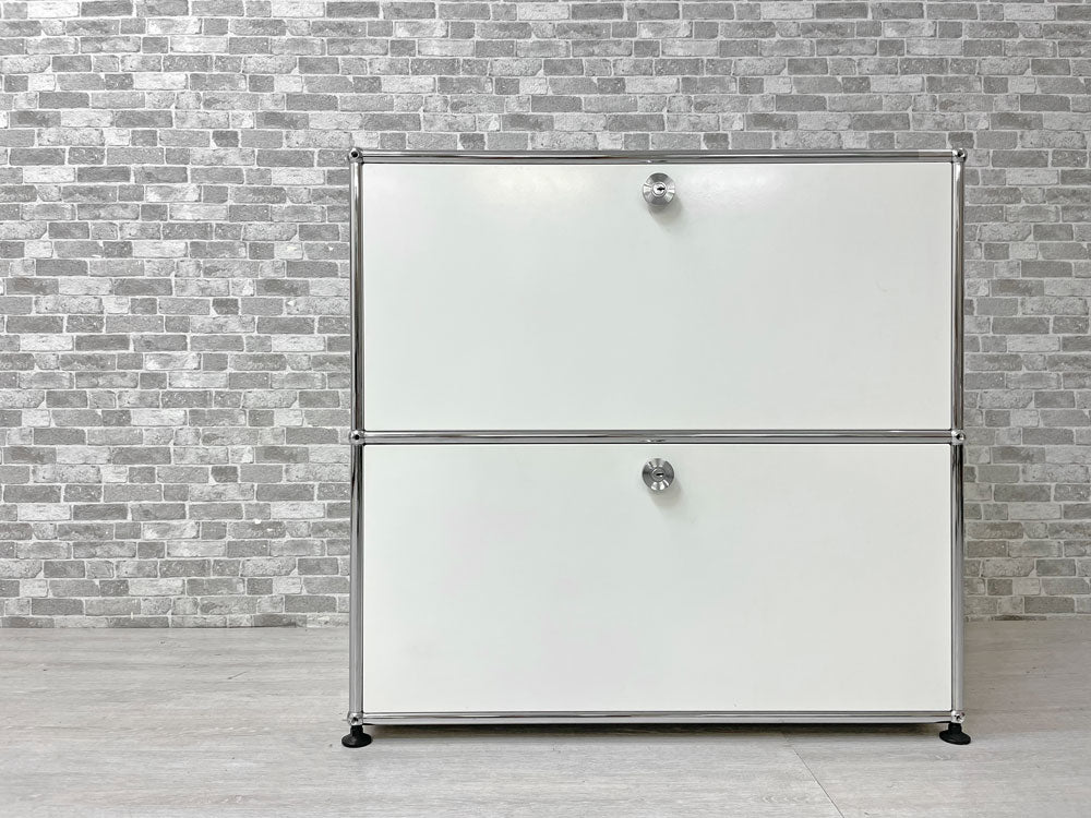 ユーエスエムハラー USMハラー USM Haller モジュラーファニチャー キャビネット チェスト 1列2段 W78cm ホワイト 鍵付き ドロワー パスコボックス  中古品 買い取りしました。