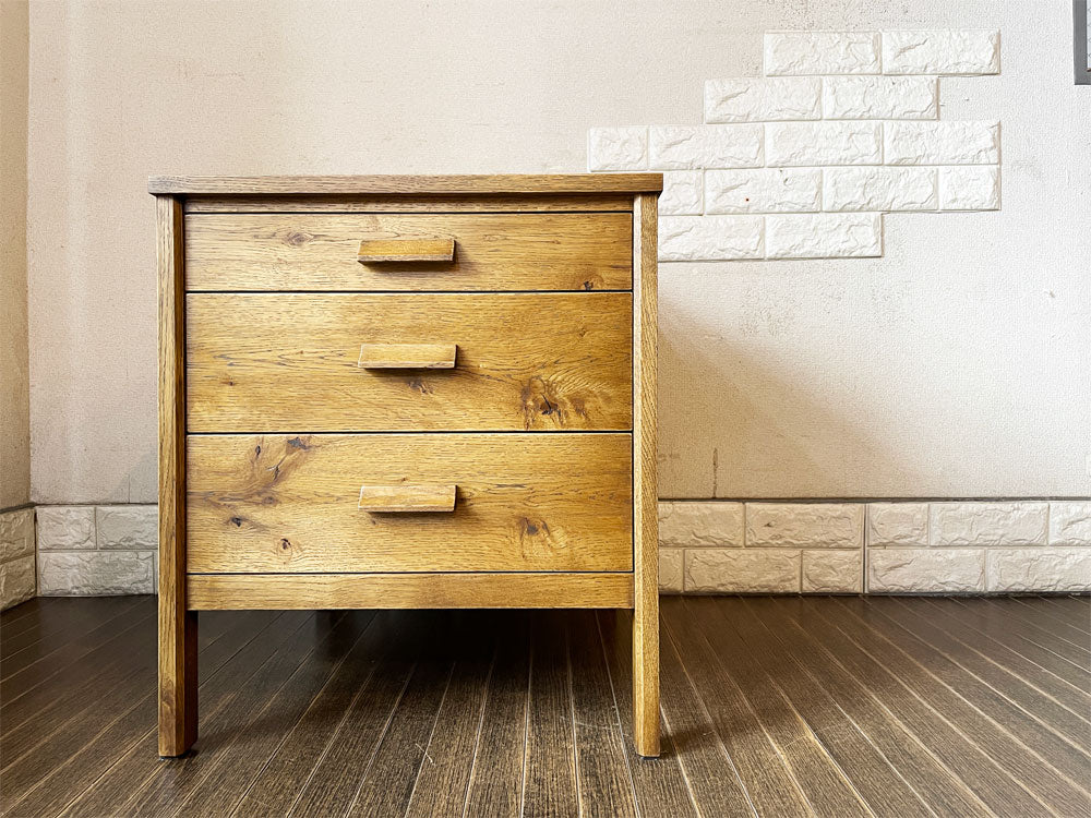 トラックファニチャー TRUCK FURNITURE サイドドロワーズ FK SIDE DRAWERS サイドテーブル チェスト 楢無垢材 W50cm 抽斗3杯 ビンテージスタイル  中古品  買い取りしました。