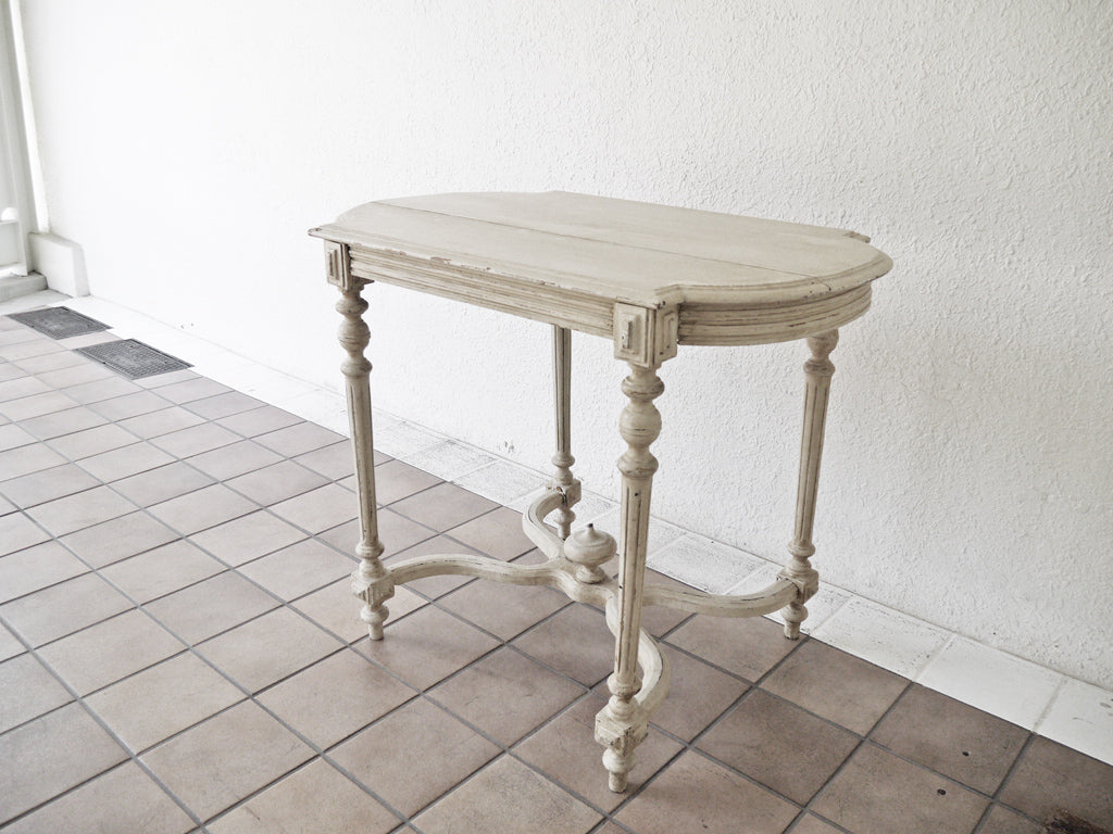 フランス アンティーク French Antique ホワイトペイント ダイニングテーブル フレンチスタイル シャビーシック ビンテージ 店舗什器 W89cm 中古品 買い取りしました。