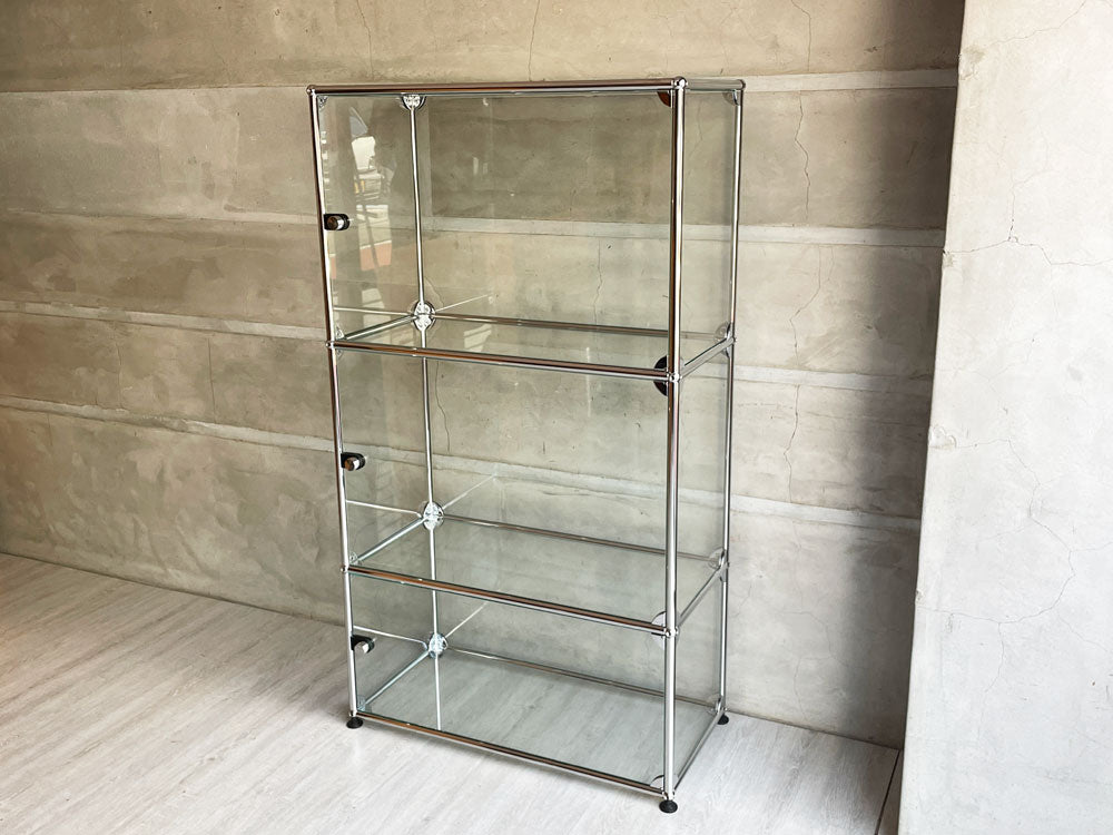 ユーエスエムハラー USMハラー USM Haller モジュラーファニチャー キャビネットシェルフ 1列3段 ガラス扉x3付 参考定価\383,638- 中古品 買い取りしました。