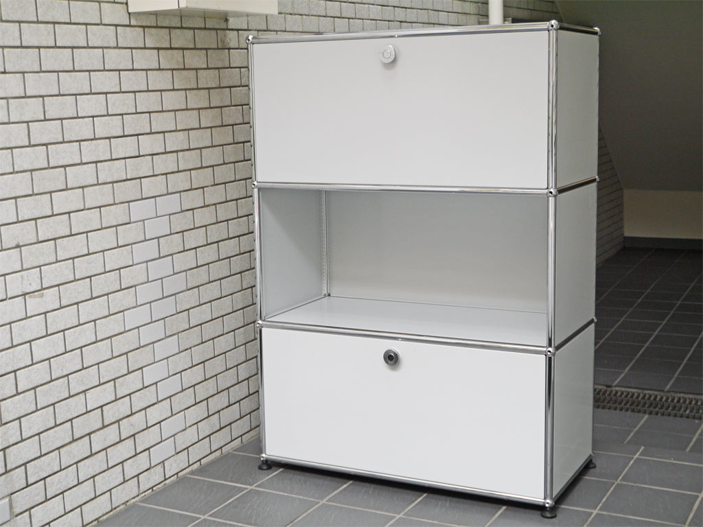 ユーエスエムハラー USM Haller モジュラーファニチャー ハラーシステム キャビネット 1列3段 ドロップダウンドア ドロワー ライトグレー ■　中古品 買い取りしました。