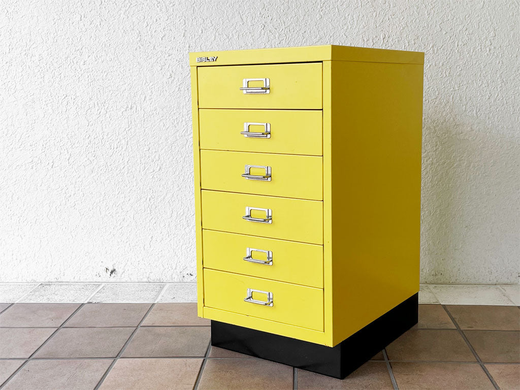 ビスレー BISLEY ベーシック BASICシリーズ BA3/6 イエロー 抽斗6杯 デスクキャビネット オフィス家具 英国 中古品 買い取りしました。