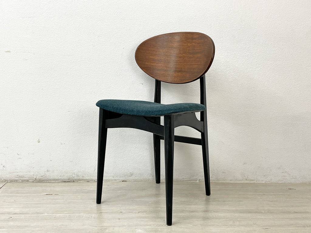 ロイズアンティークス Lloyd's Antiques UKビンテージ チーク材 ダイニングチェア ブラックペイント ファブリック 英国家具 北欧スタイル 座面張替え済 中古品 買い取りしました。