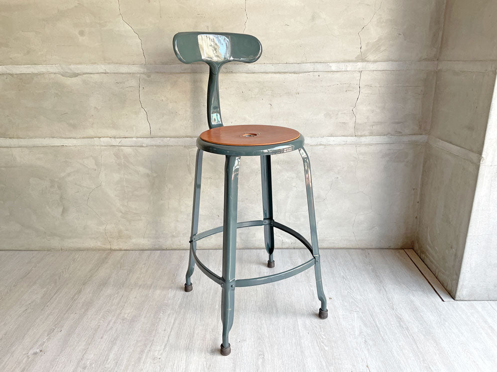 ニコルチェア NICOLLE CHAIR H65 ハイスツール レザーシート付き オリーブグリーン系 インダストリアル フランス THE CONRAN SHOP取扱い 中古品 買い取りしました。