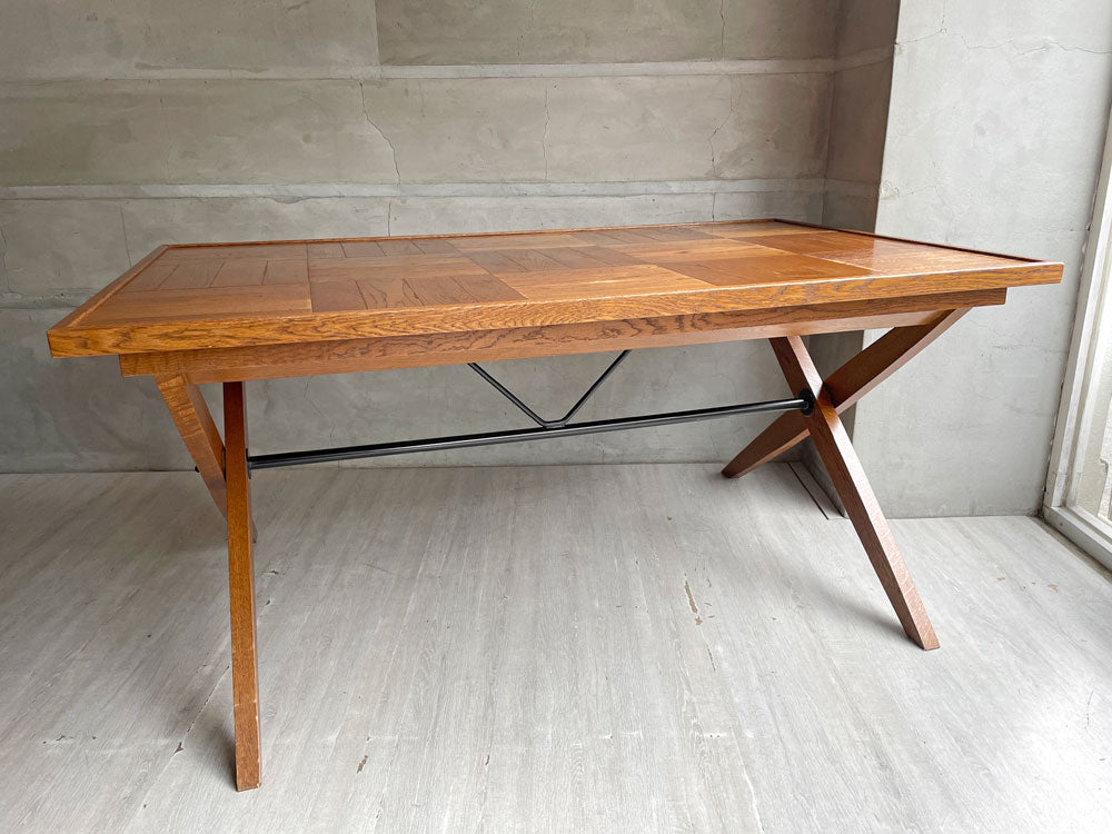 パシフィックファニチャーサービス P.F.S. オペレーションBテーブル OPERATION B TABLE Lサイズ ダイニングテーブル オーク材 寄木 W152cm 中古品 買い取りしました。