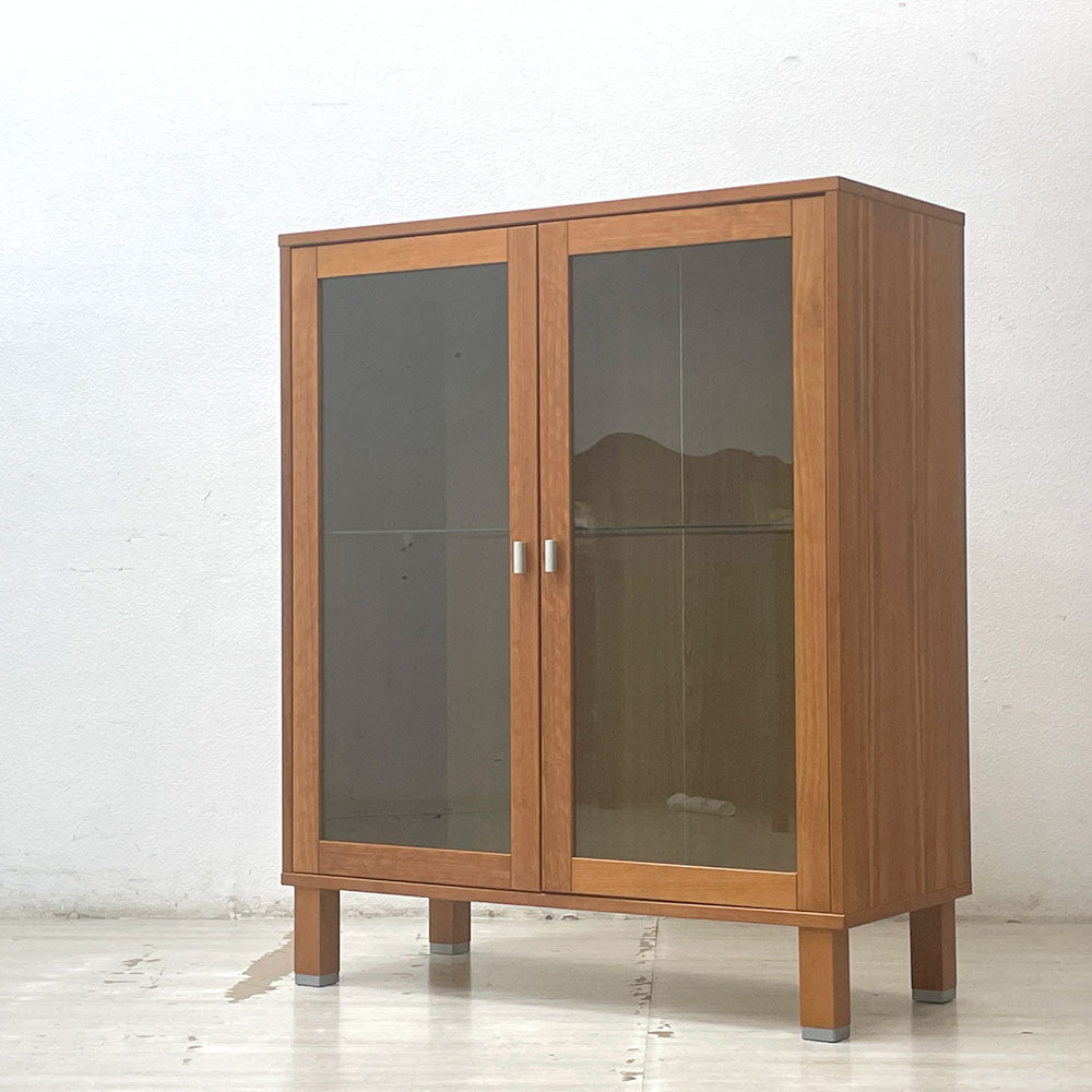 モダンデザイン Modern Design チェリー材 ガラス キャビネット 収納棚 ショーケース W120 中古品 買い取りしました。