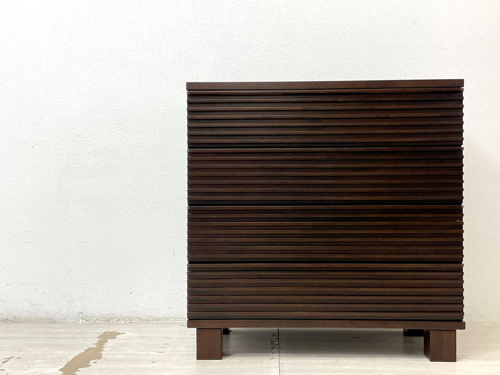エーフラット a.flat ルーバー キャビネット v02 Louver cabinet 引出タイプ D2 4段チェスト Chest アジアンモダン オプション角脚付 定価総額￥124,564- 中古品 買い取りしました。