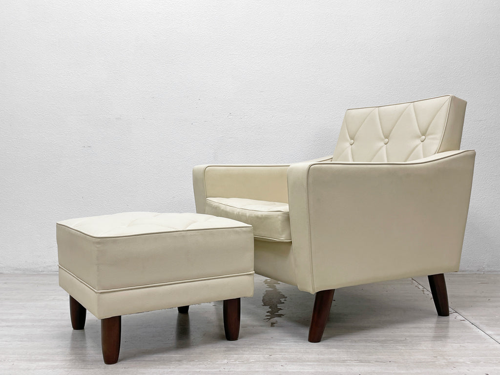 カリモク60 karimoku60 ロビーチェア 1シーター ＆ オットマン アイボリー 60's レトロモダン ジャパニーズミッドセンチュリー 希少廃番 中古品 買い取りしました。
