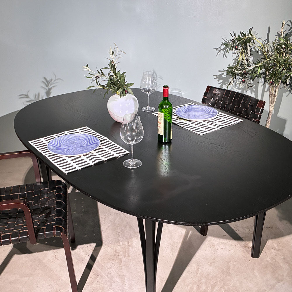 フリッツハンセン Fritz Hansen スーパー楕円 Bテーブル ダイニングテーブル B613 ウッドレッグ ブラック W180cm ピート・ヘイン アルネ・ヤコブセン 希少～数学と、人と人との距離～