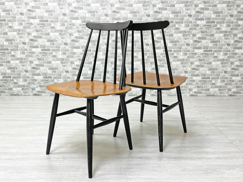 EDSBY VERKEN ファネットチェア Fanett chair イルマリ・タピオヴァーラ ダイニングチェア チーク材座面 ブラックペイント スウェーデン製 北欧ビンテージ 名作 中古品 買い取りしました。