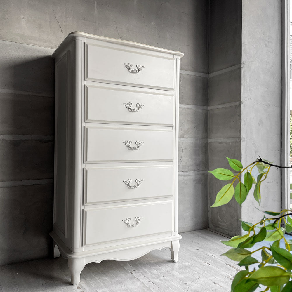 【学芸大学店】ローラアシュレイ Laura Ashley プロヴァンセル PROVENCALE トールチェスト 5ドロワー オフホワイト フレンチカントリー ♪ 買取させていただきました。