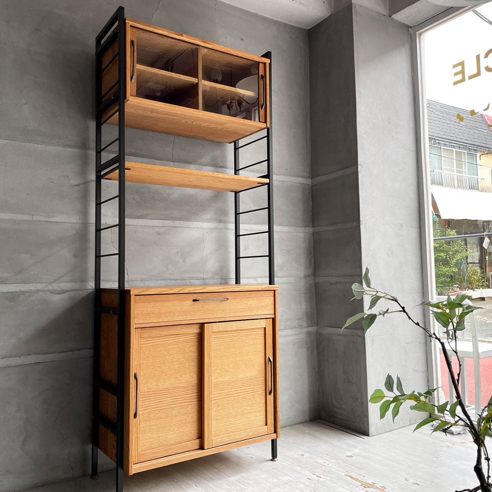 モモナチュラル MOMO Natural ユニットボード UNIT KD BOARD キッチンボード食器棚 オープンシェルフ オーク材 スチール スライドガラス ～ 組み合わせて理想の収納に ～