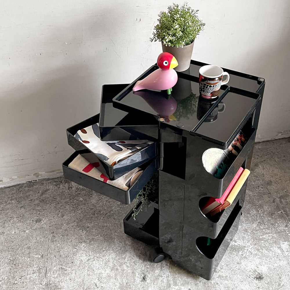 ビエッフェプラスト パドヴァ BIEFFEPLAST PADOVA ボビーワゴン ブラック 3段3トレイ ジョエ・コロンボ Joe Colombo ビンテージ イタリア ～70年代イタリア発、機能美のアイコン～