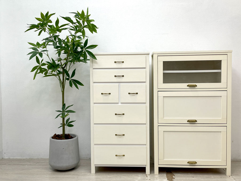 モモナチュラル MOMO natural シエル CIELE クラシック60 CLASSIC 60 チェスト & フラップ扉 3段キャビネット 3 DOOR CABINET パイン無垢材 ホワイト 中古品 買い取りしました。