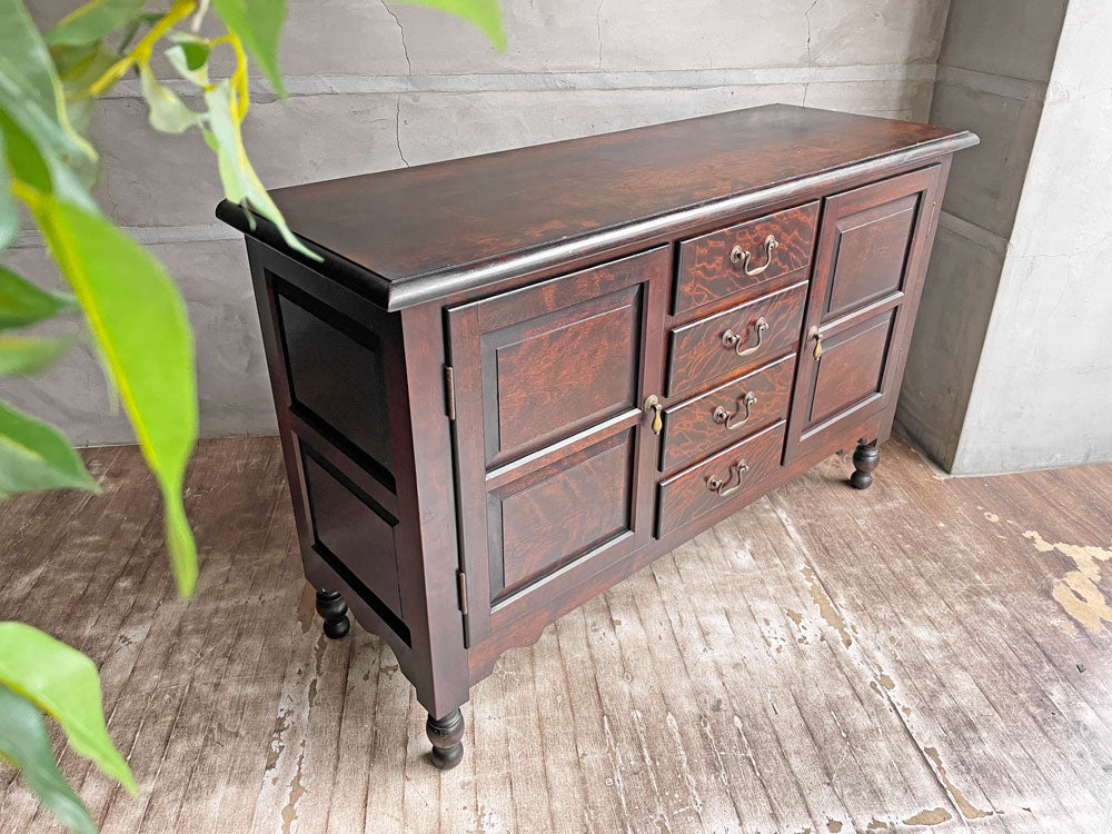 松本民芸家具 A型 サイドボード リビングボード キャビネット ミズメザクラ 無垢材 抽斗4杯 民藝家具 和モダン 定価約32万円 中古品 買い取りしました。