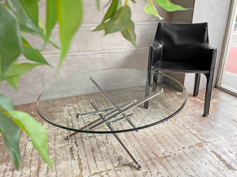 カッシーナイクスシー Cassina ixc. 713 ローテーブル ガラス天板 ラウンド型 テオドール・ワッデル Theodore Waddell 定価￥460,000- 中古品 買い取りしました。