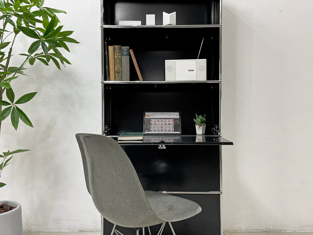 ユーエスエムハラー USMハラー USM Haller モジュラーファニチャー キャビネット 1列5段 グラファイトブラック キャビネット シェルフ ドロップダウンドア 中古品 買い取りしました。