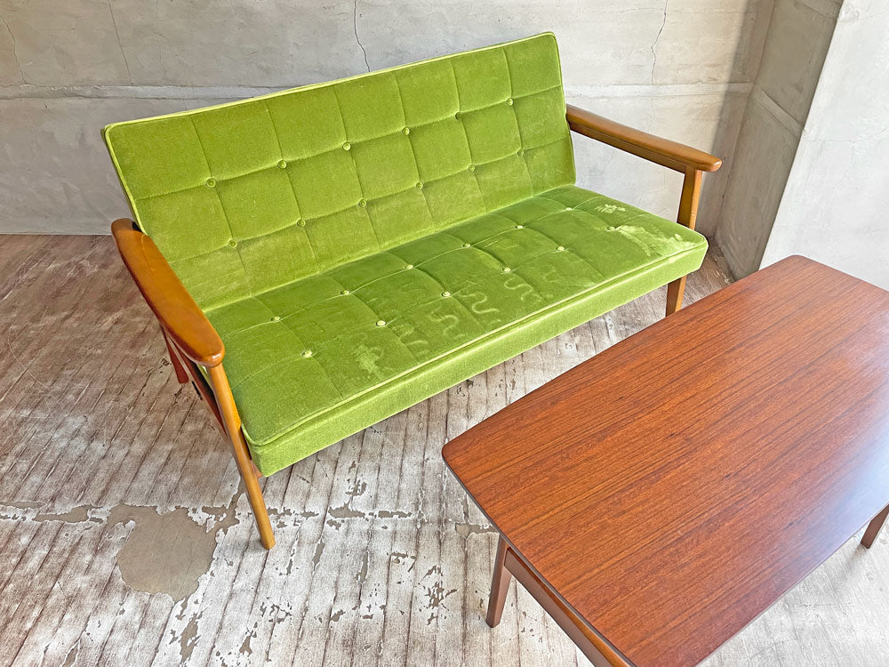 カリモク60 karimoku60 Kチェア 2シーター ソファ モケットグリーン 60's レトロモダン ジャパニーズミッドセンチュリー 現状品 中古品 買い取りしました。