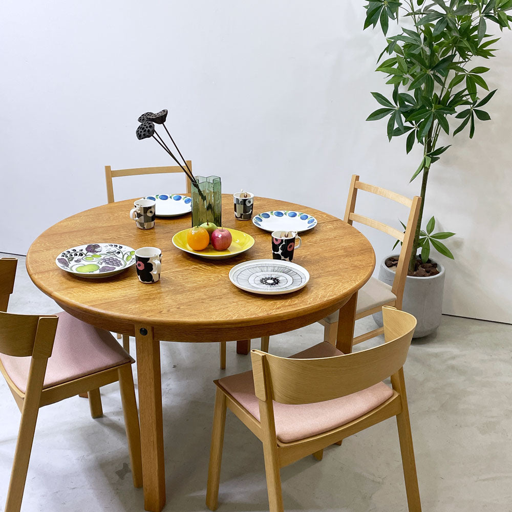 デンマーク ビンテージ Danish vintage オーク材 エクステンション ダイニングテーブル ラウンド 伸長式 Φ120cm 北欧家具 ～日常が連なる～