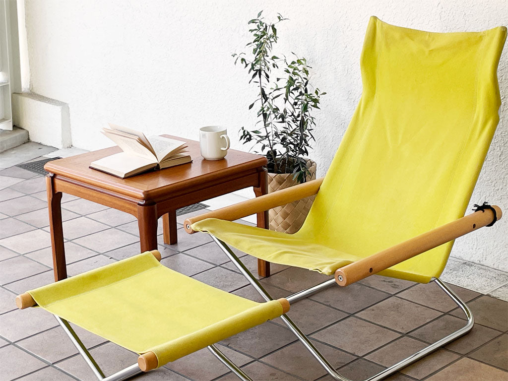 ニーチェア Nychair X 折り畳みチェア ラウンジチェア オットマン付き 新居 猛 イエローグリーン MoMA ～ 「幸せな日々の傍に」。 ～